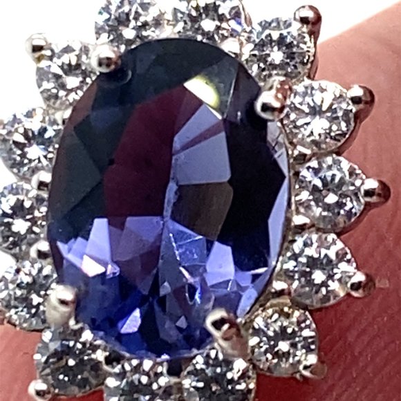 Iolite 1.20ct White Gold Finish Solid Silver Pendant - Picture 2 of 6